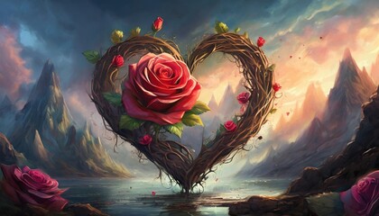 rose in love shape
