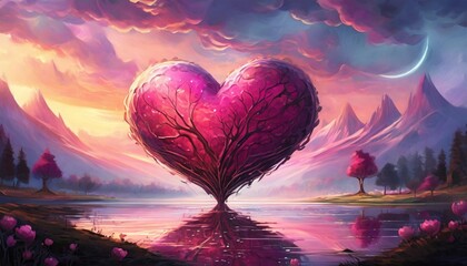 heart background valentine pink love - obrazy, fototapety, plakaty