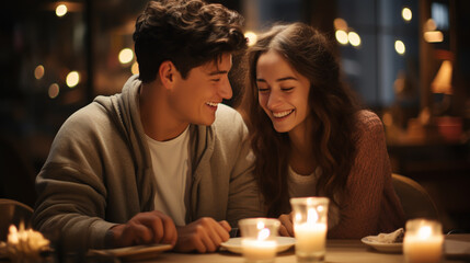 literature cafe with man and cute girl. interracial couple in library. student life in university. date or meeting