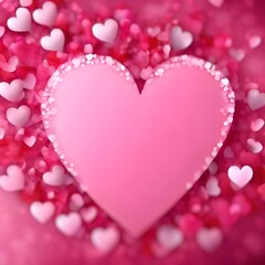 Valentine's day background with pink hearts. Vector illustration. Pink heart shape and bokeh light on pink background with space for text .
