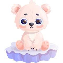 Fototapeta premium Cute little polar white bear on ice floe