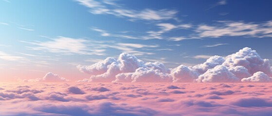 Serene cloud landscape at sunrise with pastel colors. Tranquil nature background.