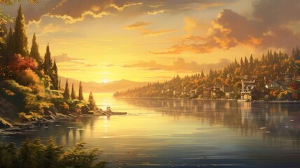 "Golden Hour Bliss": Capture the warm, soft light of sunrise or sunset casting a serene glow on a landscape or cityscape.