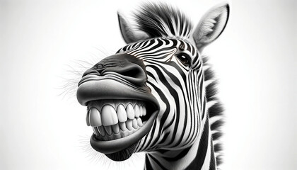 portrait of a laughing zebra - obrazy, fototapety, plakaty