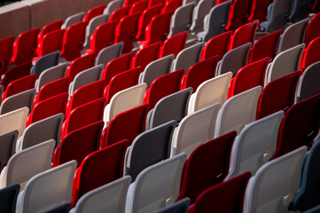 Views of Red and Grey Seats in a Modern Stadium