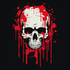 skull - logo, white and red blood style