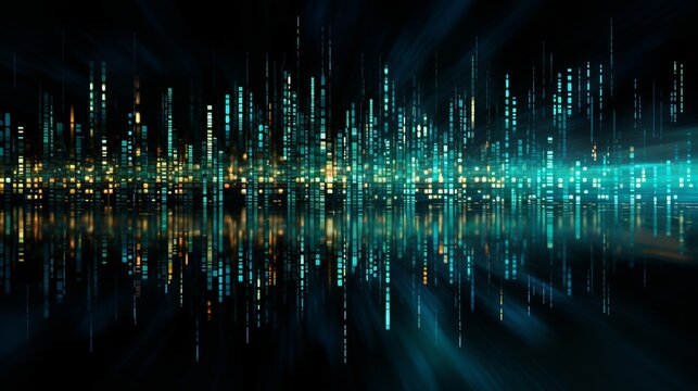 Abstract digital grid background with matrix of digital data and technology concept