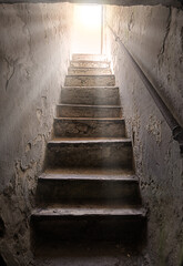 Steps from the dark basement to the light