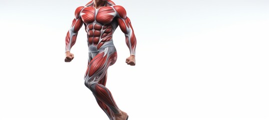 Muscular human anatomy abstract model on white background, highly detailed and isolated