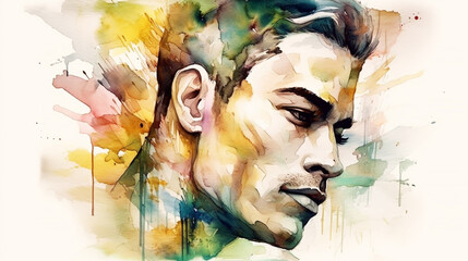 Abstract fashion watercolor illustration of person