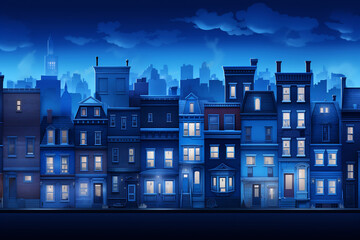 Urban Row Houses at Twilight