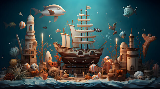A Maritime Saga Unveiled in Paint,,
The Enchanting Tale of a Pirate Ship in a Cave
