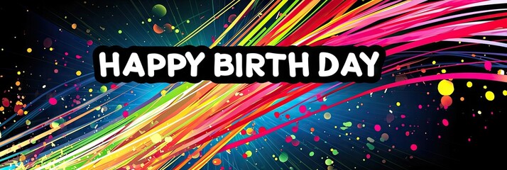 happy birthday wallpapers with colorful rainbow streaks Generative AI