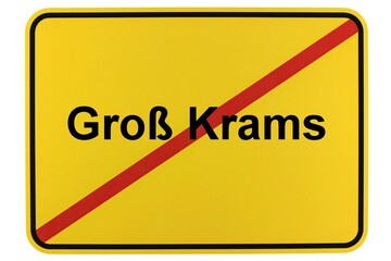 Illustration eines Ortsschildes der Gemeinde Groß Krams in Mecklenburg-Vorpommern