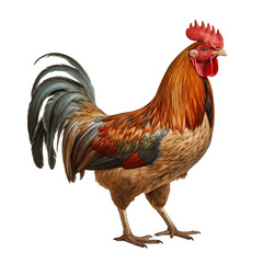 Fototapeta premium rooster full length side view on isolated white background.