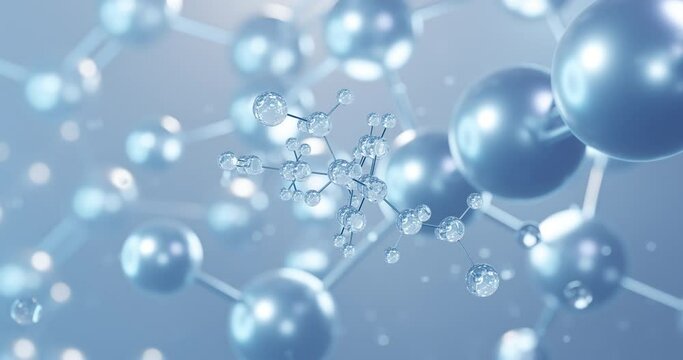 Chlorambucil, rotating 3D model of leukeran, seamless looped video, molecular structure with selective focus