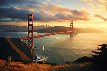 Famous link between San Francisco and Marin County. Generative AI - obrazy, fototapety, plakaty
