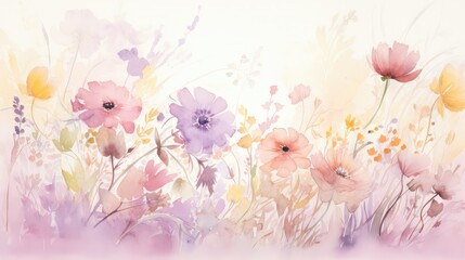 colorful watercolor flower background illustration vibrant garden, spring summer, water brush colorful watercolor flower background