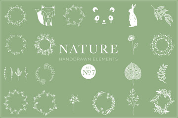 Nature Handdrawn Collection, Illustrations, clipart, animals, botanical, tattoo, drawing, pack