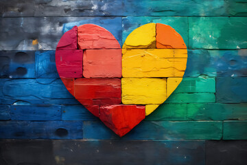 Patchwork Heart on Textured Wooden Panels