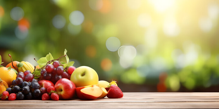 autumn still life with apples, Fruit mix on the table, Picture of healthy food and fruits World health day bokeh,  Still Life featuring Seasonal Apples, Generative AI