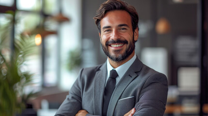 Fototapeta premium Professional man in a suit in the office Ai generative