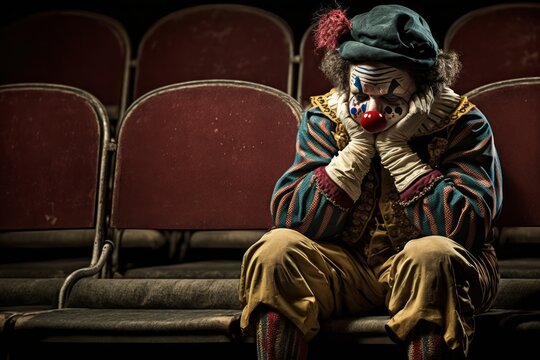 sad clown in the circus