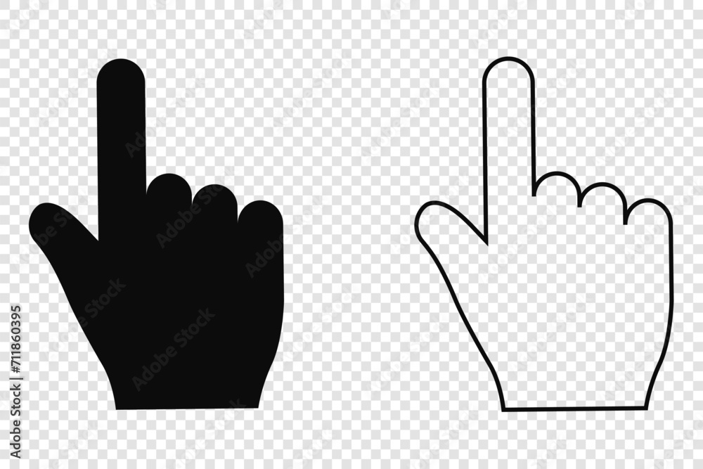 Poster black and white hand pointer cursors. digital for selecting online actions and turning on computer v