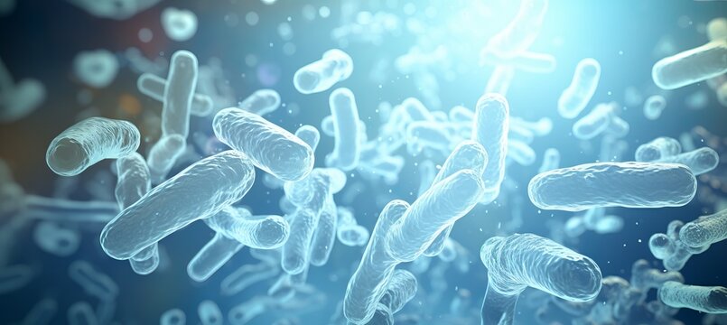 Probiotic bacteria in digestive system   microscopic medicine for health care and treatment