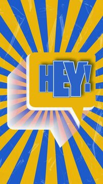 Fondo amarillo y azul bocadillo hey explamacion