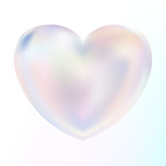 Holographic mother-of-pearl heart. Opal heart shape. Magic love talisman.
