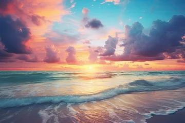 Foto op Plexiglas sunset over a beach with clouds © Alexei