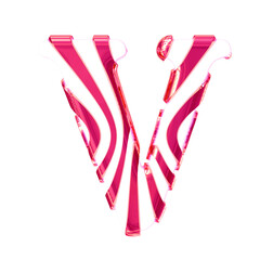 White symbol with pink thin straps. letter v
