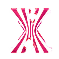 White symbol with pink thin straps. letter x