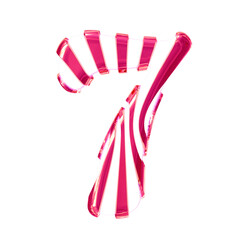 White symbol with pink thin straps. number 7