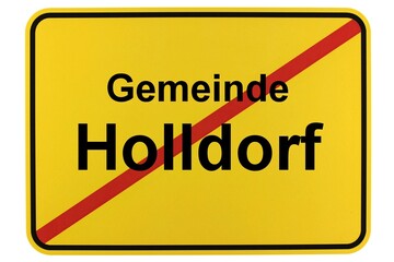 Illustration eines Ortsschildes der Gemeinde Holldorf in Mecklenburg-Vorpommern