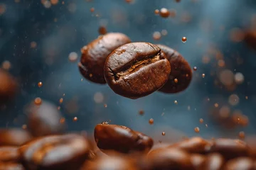 Foto op Canvas Grains de café gros plan ralenti. Coffee beans close-up slow motion. © Jerome Mettling