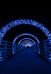 Obraz premium Illuminated Bridge As Part Of The Winter Lights At Woburn Forrest Retreat