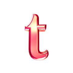 Pink symbol with bevel. letter t