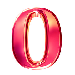 Pink symbol with bevel. number 0