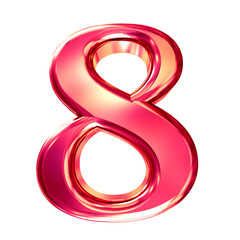 Pink symbol with bevel. number 8