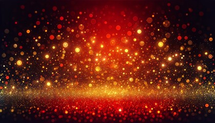 Fototapeta na wymiar Celebratory Abstract Bokeh Gradient of Golden Sparks Against a Rich Red Background Generated Image