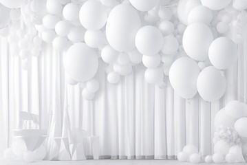 White balloons background party