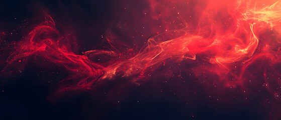 A fiery volcanic eruption against a backdrop of shimmering nebulae, illuminating the universe with a crimson glow