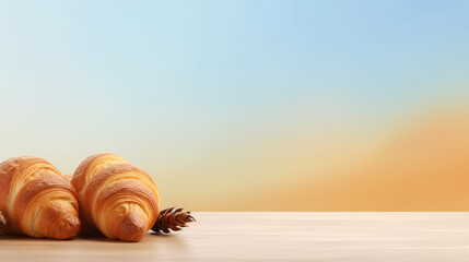 National Croissant day banner template. with lots of empty copy space for text. Generative AI