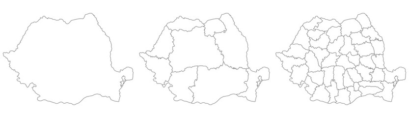 Romania map. Map of Romania in set - obrazy, fototapety, plakaty