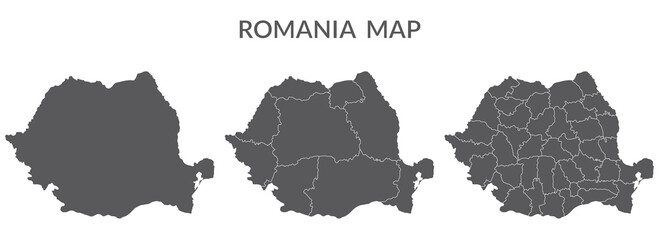 Naklejka premium Romania map. Map of Romania in set in grey
