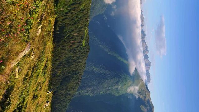 Sunset on the Aider plateau in Turkey. The mountains of the Black Sea coast of Turkey near Rize and Trabzon are the Karadeniz region. The Turkish Alps are in the clouds. 4K Video