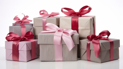 gift boxes on white background. Happy womens day. Happy Mothers day