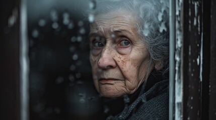 Black and white portrait of an elderly woman